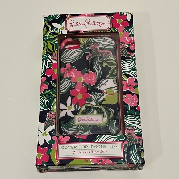 NIB Lilly Pulitzer Phone Case cover for IPhone 4 or 4S. Black, pink, red green - Picture 1 of 9